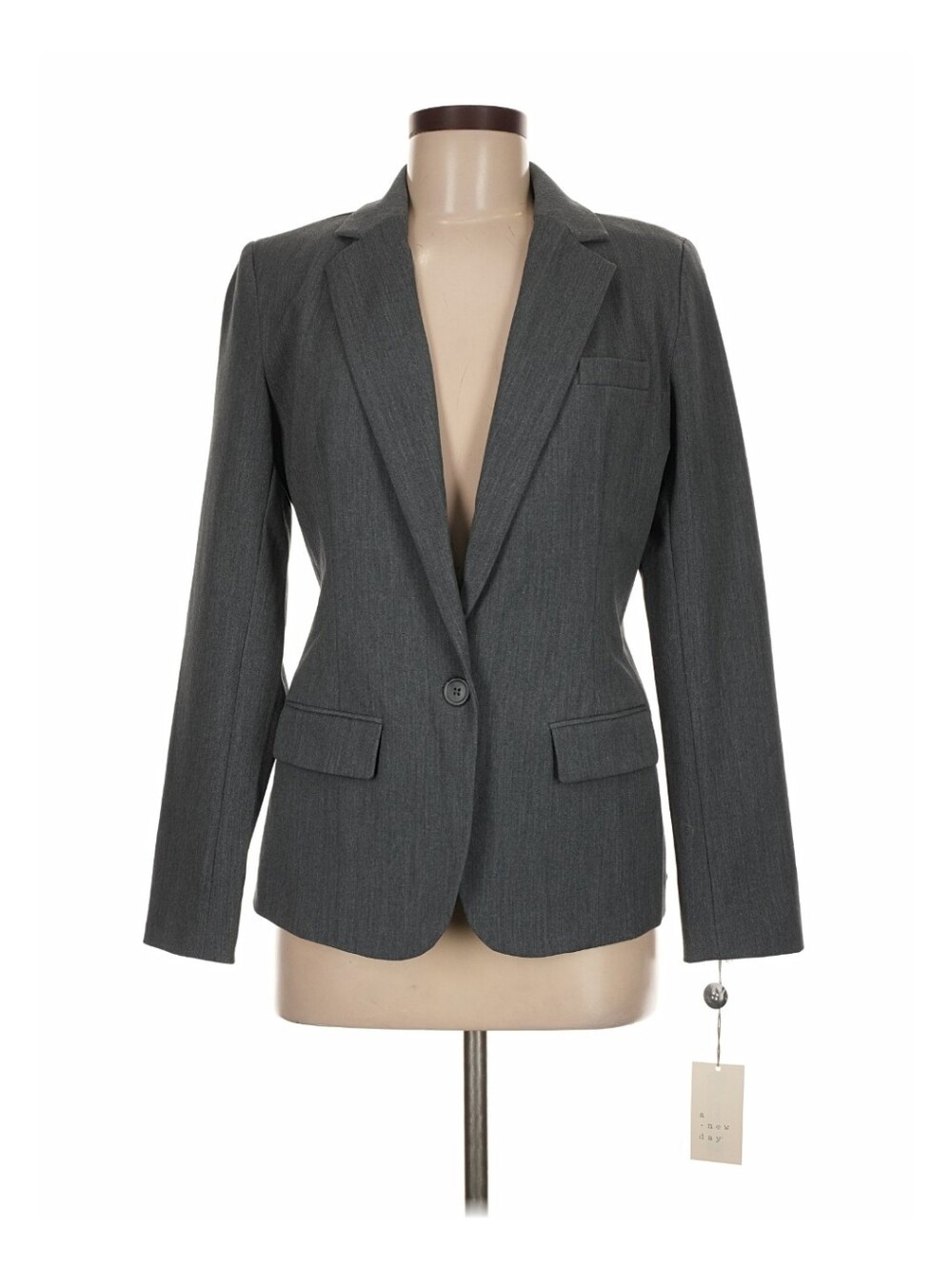 A New Day Charcoal Gray Single-Button Blazer | Size 8
